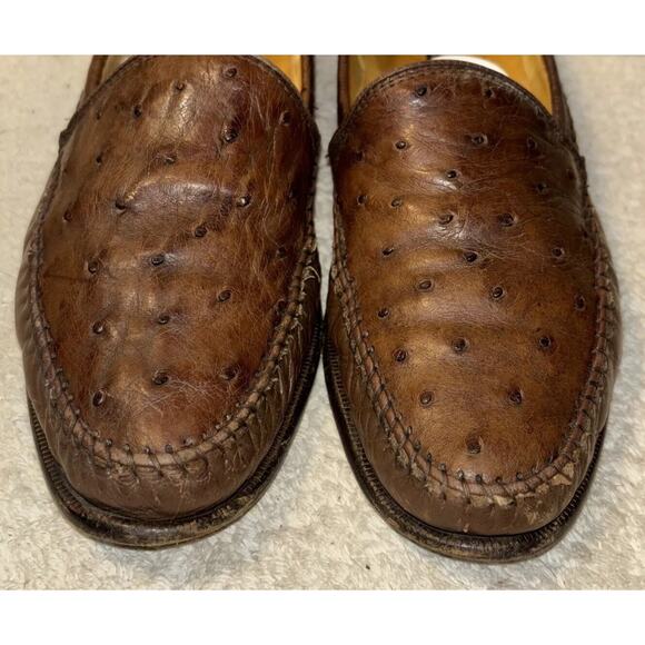 Giorgio’s of palm beach genuine ostrich Leather Men Shoes Sz 8.5 Brown Italy main image 6